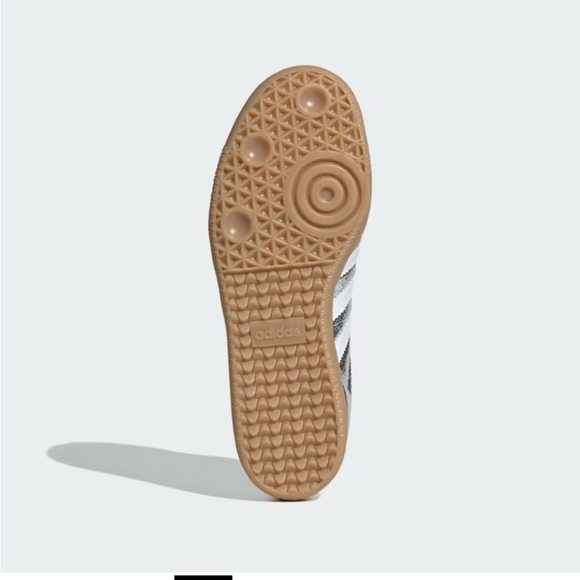 adidas Samba Metallic Silver / Cloud White / Core White Sneakers with Gum Sole - Picture 7 of 9